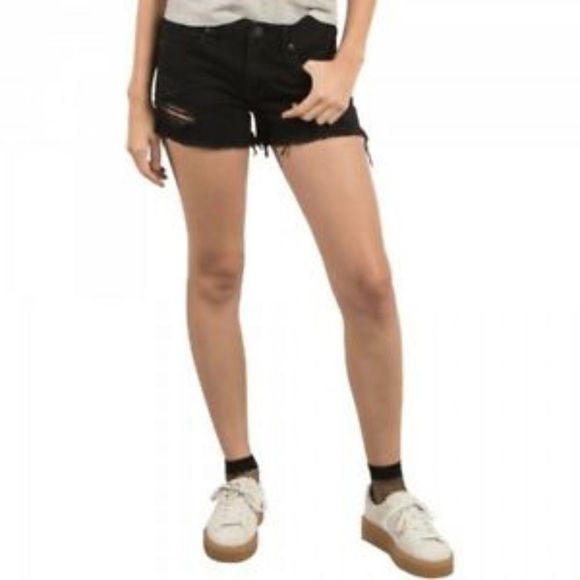 EUC Volcom High Waisted Black Jean Shorts 25 - Picture 1 of 12